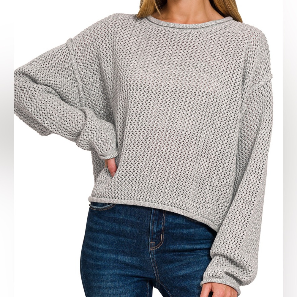 New The "Golden Hour Knit" 100% Cotton
Sweater | Heather Grey